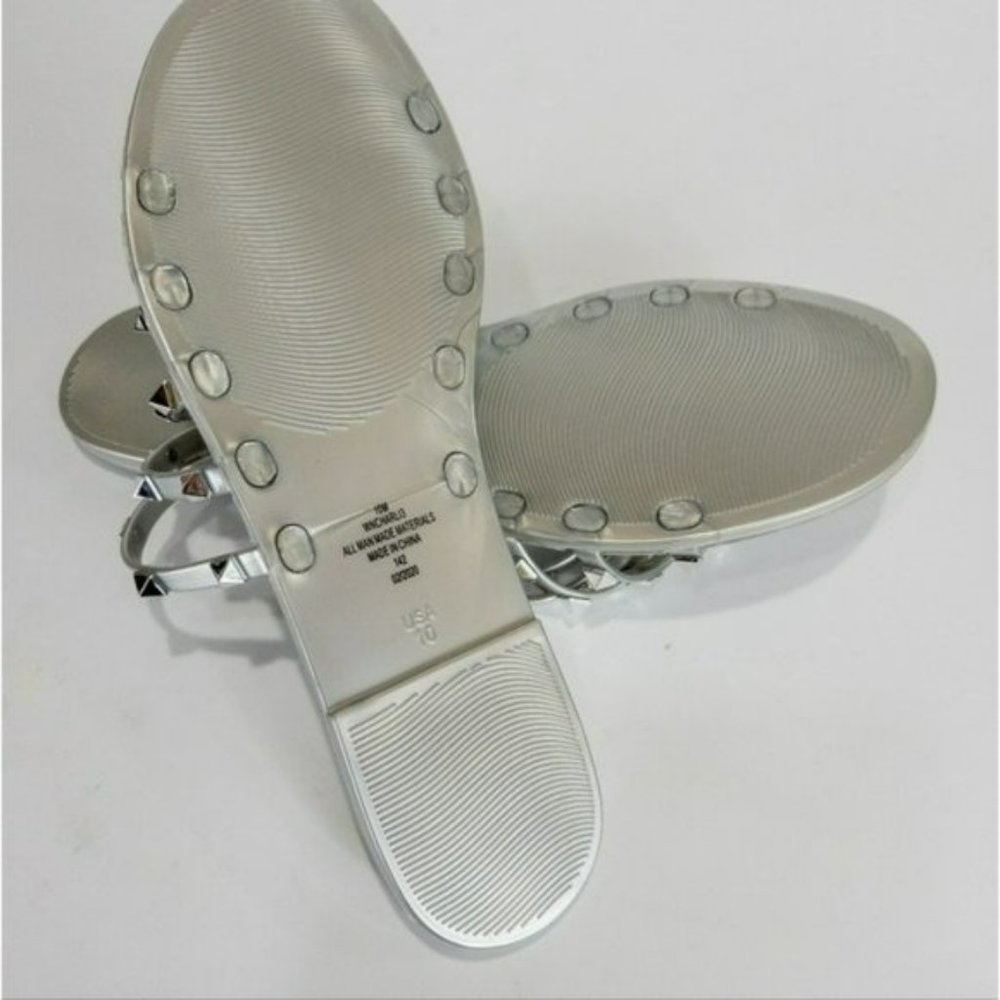 Nine West Charli Flat Jelly Slide Sandals Silver Gray -10 - Picture 7 of 8